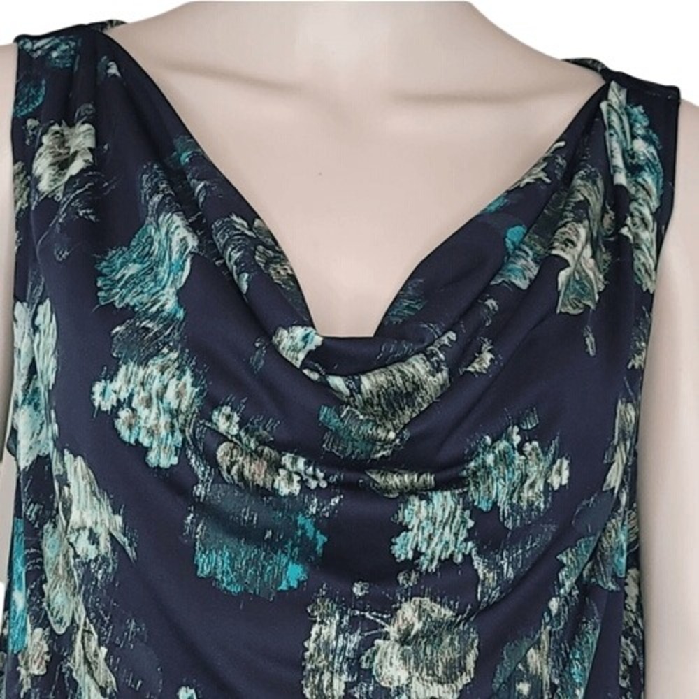 GNW Blue Floral Sleeveless Cowl Neck Top - Picture 2 of 7